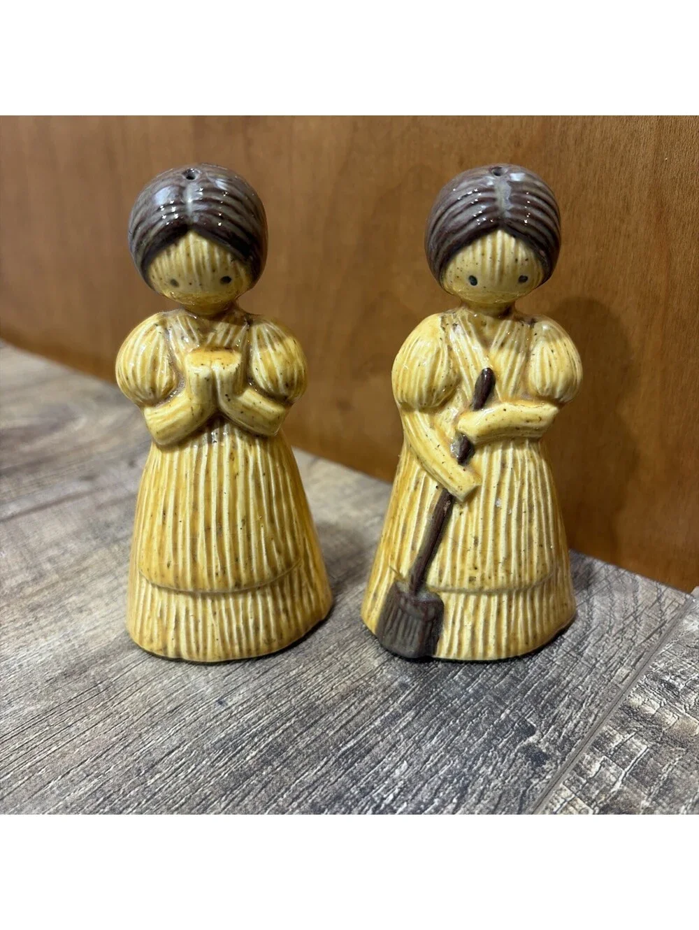 Vintage Salt And Pepper Shakers Corn Husk Doll Prairie Harvest Girl Maiden 4.25